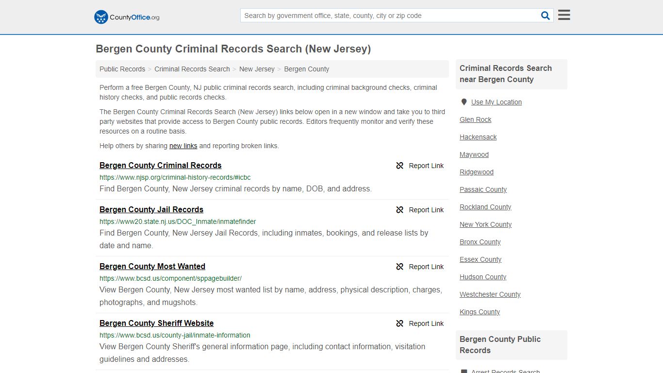 Criminal Records Search - Bergen County, NJ (Arrests ...